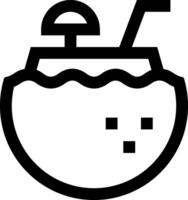 A black and white icon of a coconut with a straw vector