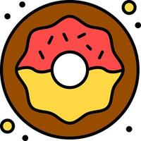 A donut with a yellow and pink frosting vector