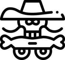 A black and white image of a skull wearing a hat vector