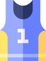 A blue and yellow vest with the number one on it vector