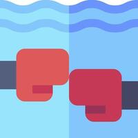 Two hands are holding up a red and blue fist vector