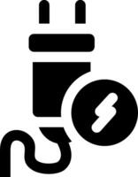 A black and white image of a plug with a lightning bolt vector