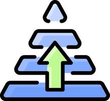 A blue and green arrow pointing up from a tree vector