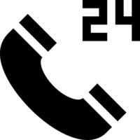 A black and white phone icon with the number 24 vector