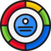 A colorful circular icon with a circle in the center vector