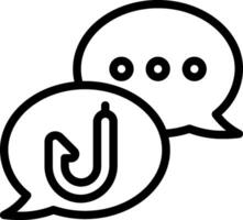 Two speech bubbles with the word j and a hook vector