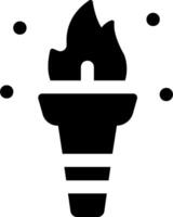 A black and white icon of a torch with a flame vector