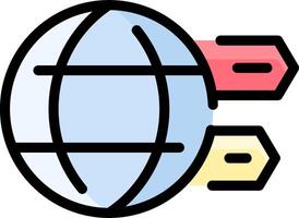 A globe with a red arrow pointing to it vector