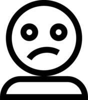 A black and white image of a person with a sad face vector