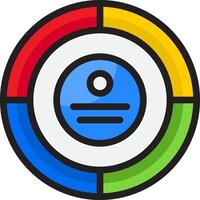 A colorful circular icon with a circle in the center vector