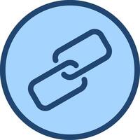 A blue circle with a link icon vector