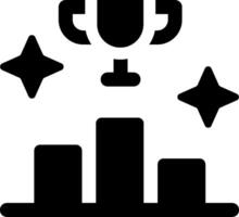 A black and white icon of a trophy and a star vector