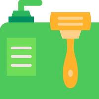 A green bottle with a brush and a bottle of shampoo vector