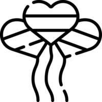 A black and white drawing of a heart shaped balloon vector