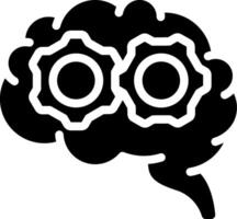 A black and white brain with gears inside vector