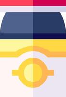 A flat design of a hat with a yellow and red background vector