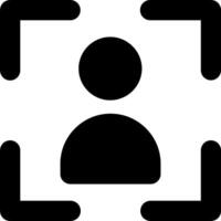 A person is in a square with a camera icon vector