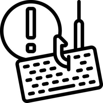 A black and white image of a keyboard and a computer vector