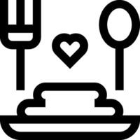 A black and white icon of a fork and spoon vector