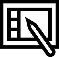 A black and white image of a pencil and a computer screen vector