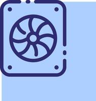 A fan icon on a blue background vector