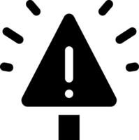 A black and white icon of a warning sign vector