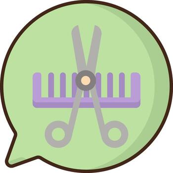 A speech bubble with scissors and a comb vector