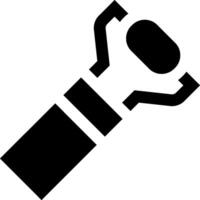 A black and white icon of a wrench vector