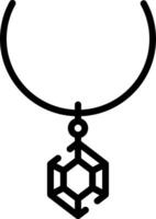 A black and white image of a necklace with a hexagon vector