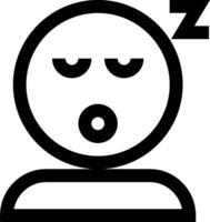 A black and white icon of a person with a sleeping face vector