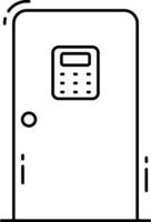A door with a keypad and a calculator icon vector
