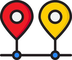 Two location markers with red and yellow pins vector