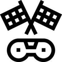 A black and white image of two goggles and flags vector