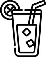 A black and white line drawing of a drink with a straw vector