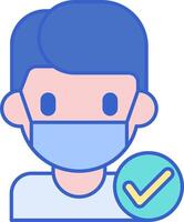 A man wearing a mask and holding a check mark vector