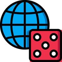 A globe and a red dice with four dots vector