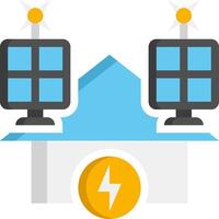 A house with solar panels and a lightning bolt vector