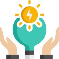 Hands holding a light bulb with a lightning bolt vector