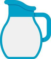 A pitcher with a blue handle and a white background vector