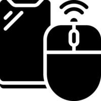 A black and white image of a phone and a mouse vector