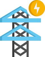 A blue and yellow tower with a lightning bolt vector