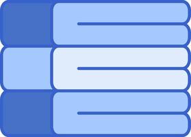 A blue and white icon of a stack of books vector