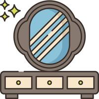 A mirror with a dresser and a star vector