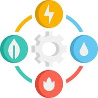 A flat icon of the four elements of energy vector