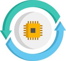 A flat icon of a computer chip vector