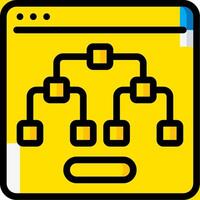 A yellow and black icon with a yellow box vector