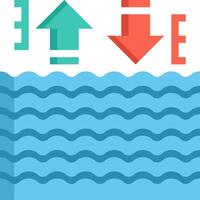 An icon of a wave with an arrow pointing up and down vector