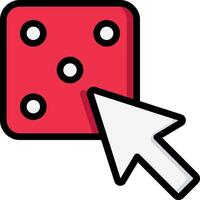 A red dice with a white arrow pointing to it vector