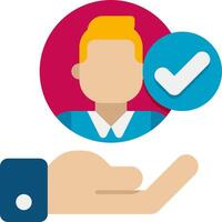 A hand holding a check mark and a person with a check mark vector