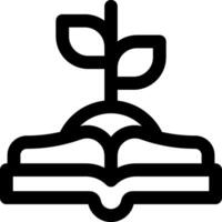 A black and white image of a book with a plant growing out of it vector
